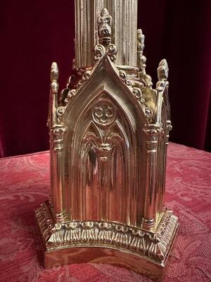 Altar - Cross style Gothic - Style en Bronze / Polished and Varnished, Belgium  19 th century ( Anno 1885 )