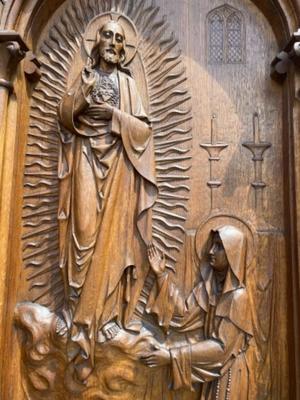 Altar Margareta Maria Alacoque  style Gothic - Style en Oak wood, Belgium 19 th century ( Anno 1865 )