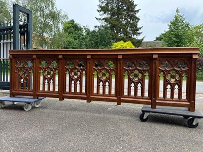 Architectural Ornament / Front Piece Communion Rail style Gothic - Style en Oak wood, Belgium  19 th century ( Anno 1885 )