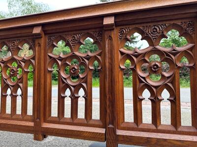 Architectural Ornament / Front Piece Communion Rail style Gothic - Style en Oak wood, Belgium  19 th century ( Anno 1885 )