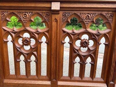 Architectural Ornament / Front Piece Communion Rail style Gothic - Style en Oak wood, Belgium  19 th century ( Anno 1885 )