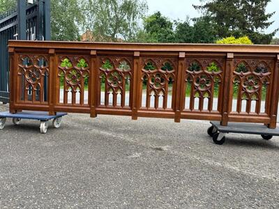 Architectural Ornament / Front Piece Communion Rail style Gothic - Style en Oak wood, Belgium  19 th century ( Anno 1885 )