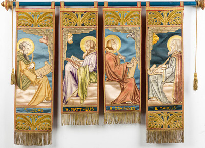 Banner 4 Evangelists style Gothic - Style en Fabrics, Belgium  19 th century