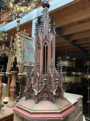 Baptismal Font Top Some Restauration Needed style Gothic - style en FULLY HAND-CARVED WOOD, The Netherlands 19th century ( anno 1870 )