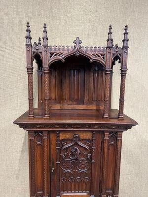 Cabinet  style Gothic - Style en Walnut wood , France 19 th century