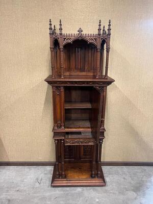 Cabinet  style Gothic - Style en Walnut wood , France 19 th century