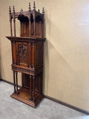 Cabinet  style Gothic - Style en Walnut wood , France 19 th century