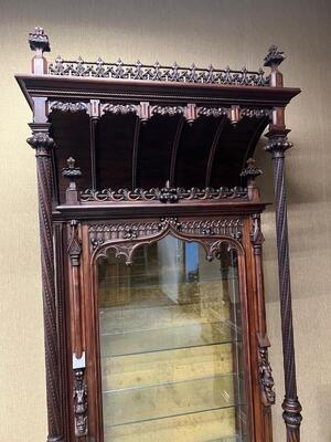 Cabinet Expected ! Signed : V. Aimone. style Gothic - Style en Walnut wood , France 19 th century