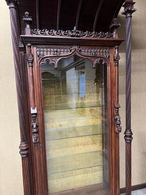 Cabinet Expected ! Signed : V. Aimone. style Gothic - Style en Walnut wood , France 19 th century