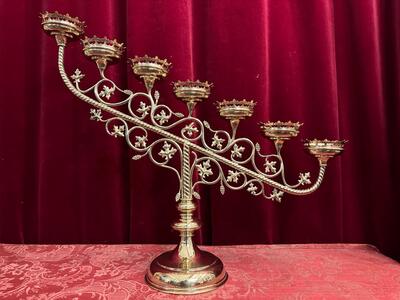 Candle Holder style Gothic - Style en Brass / Bronze / Polished and Varnished, Belgium  19 th century ( Anno 1890 )