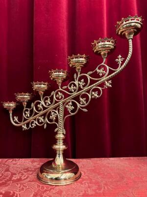 Candle Holder style Gothic - Style en Brass / Bronze / Polished and Varnished, Belgium  19 th century ( Anno 1890 )