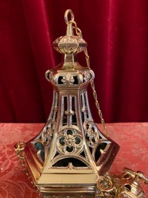 Censer  style Gothic - style en Bronze / Polished and Varnished, Belgium 19 th century ( Anno 1875 )