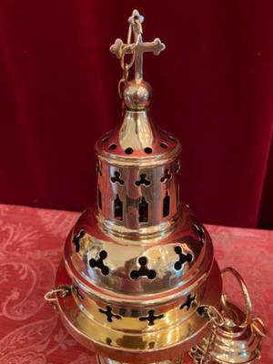 Censer style Gothic - style en Brass / Bronze / Polished and Varnished, Belgium  19 th century