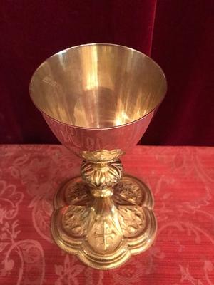 Chalice style Gothic - style en Silver Cuppa  / Brass Gilt , Belgium 19th century