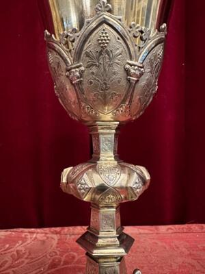 Chalice style Gothic - Style en Full - Silver / Silver Marks Present, France 19 th century ( Anno 1865 )