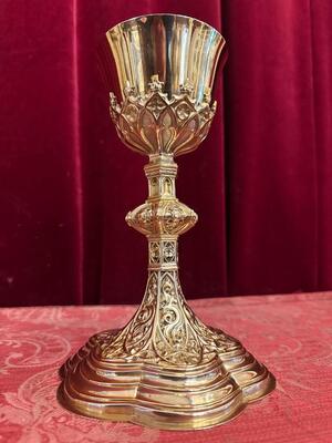 Chalice style Gothic - Style en Full - Silver Polished Varnished , France 19 th century ( Anno 1885 )