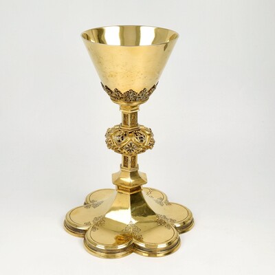 Chalice  style Gothic - Style en Silver 800 / 1000, Belgium  19 th century