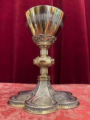 Chalice style Gothic - Style en Full - Silver, Belgium  19 th century ( Anno 1875 )