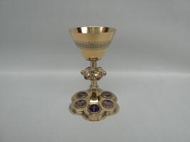 Chalice By : Bourdon style Gothic - Style en Full Silver, Gent - Belgium  19 th century