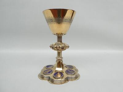 Chalice. By: Bourdon. More Detail Pictures Of Nr : 4957791 style Gothic - Style  en Full - Silver , Gent - Belgium  19 th century