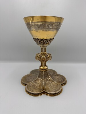 Chalice Expected Soon ! style Gothic - Style en Full - Silver / Need to be Polished !, Belgium  19 th century