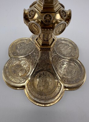 Chalice Expected Soon ! style Gothic - Style en Full - Silver / Need to be Polished !, Belgium  19 th century