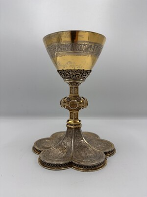 Chalice Expected Soon ! style Gothic - Style en Full - Silver / Need to be Polished !, Belgium  19 th century