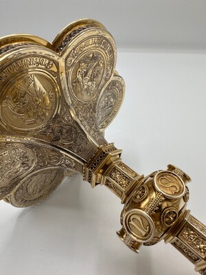 Chalice Expected Soon ! style Gothic - Style en Full - Silver / Need to be Polished !, Belgium  19 th century