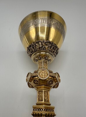 Chalice Expected Soon ! style Gothic - Style en Full - Silver / Need to be Polished !, Belgium  19 th century