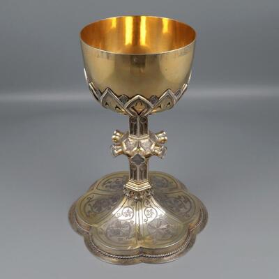 Chalice More And Betilversmith : W.N.M. Van Hooft (1897-1918)  style Gothic Style en Silver / Stones, 'S-Hertogenbosch / Netherlands  19th Century