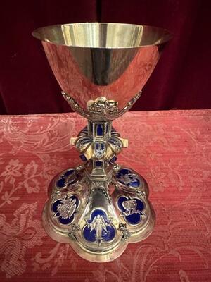 Chalice Need To Be Cleaned.  Multiple Diamonds On The Base ! style Gothic - Style en Full - Silver / Enamel / Multiple Diamonds on the base !, Netherlands  19 th century ( Anno 1870 )