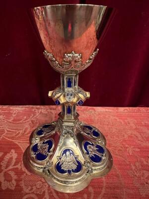 Chalice Need To Be Cleaned.  Multiple Diamonds On The Base ! style Gothic - Style en Full - Silver / Enamel / Multiple Diamonds on the base !, Netherlands  19 th century ( Anno 1870 )