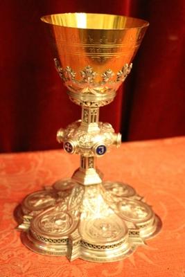 Chalice Signed Billaux - Grosse Bruxelles style Gothic - style en full silver, Belgium 19th century (anno 1870)
