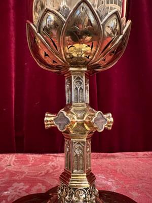 Chalice Silversmith : W.N.M. Van Hooft (1897-1918) style Gothic - Style en Full - Silver / Silver Marks Present  / Polished & Varnished,  'S-Hertogenbosch / Netherlands 19 th century ( Anno 1865 )