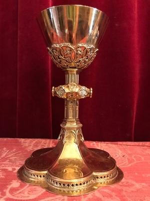 Chalice With Original Paten All Silver style Gothic - style en full silver / Gilt, Belgium 19th century ( anno 1875 )