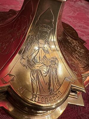 Chalice With Original Paten & Spoon By J. Van Roosmalen & Zn Utrecht style Gothic - Style en Full - Silver / Silver Marks Present, Utrecht Netherlands 19 th century ( Anno 1885 )