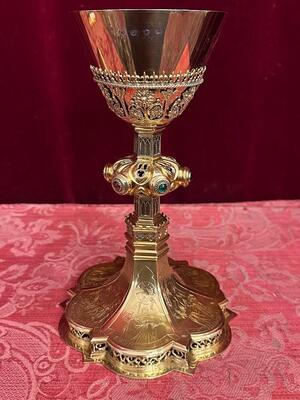 Chalice With Original Paten & Spoon By J. Van Roosmalen & Zn Utrecht style Gothic - Style en Full - Silver / Silver Marks Present, Utrecht Netherlands 19 th century ( Anno 1885 )