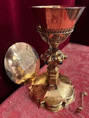 1 Gothic - Style Chalice With Original Paten & Spoon By J. Van Roosmalen & Zn Utrecht