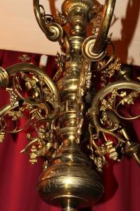 Chandelier style Gothic - style en Brass / Bronze, Belgium 19th century