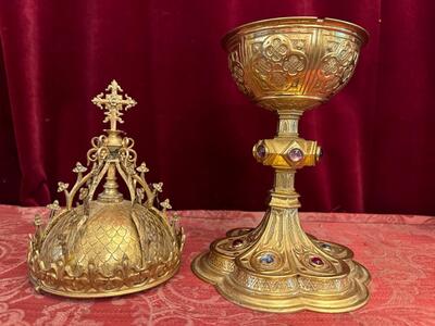 Ciborium style Gothic - Style en Brass / Gilt / Stones, Belgium  19 th century ( Anno 1878 )