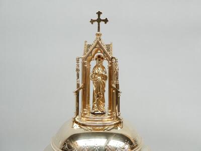 Ciborium By: Bourdon  style Gothic - Style en Full - Silver, Gent - Belgium 19 th century ( Anno 1865 )