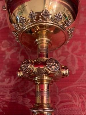 Ciborium Stamped: Bourdon style Gothic - style en Full Silver / Polished and Varnished, Belgium 19th century ( anno 1890 )