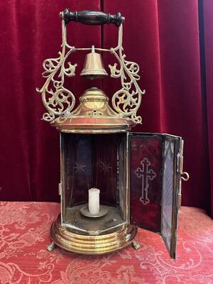 Communion Lantern style Gothic - Style en Brass / Bronze / Glass, Belgium  19 th century ( Anno 1865 )