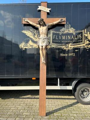 Cross - Corpus Christi  style Gothic - Style en Fully Hand - Carved Wood , Belgium  19 th century ( Anno 1875 )