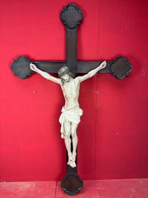 Cross With Corpus Christi  style Gothic - Style en Hand - Carved Wood , Belgium  19 th century