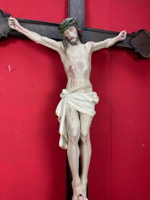 Cross With Corpus Christi  style Gothic - Style en Hand - Carved Wood , Belgium  19 th century