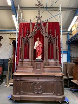 Exceptional Altar style Gothic - style en Oak wood, Belgium 19th century ( anno 1875 )