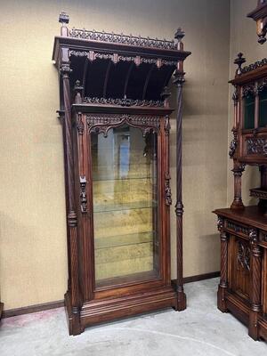 Exceptional Cabinet Expected ! Signed : V. Aimone. style Gothic - Style en Walnut wood , France 19 th century