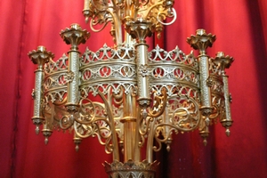 Exceptional Candelabre style Gothic - style en Full - Bronze - Polished and Varnished., France 19th century. 1892.