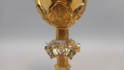Exceptional Chalice By :  J.J.Dehin  style Gothic - style en Full - Silver / Enamel, Liege - Belgium  19 th century ( Anno 1858 )
